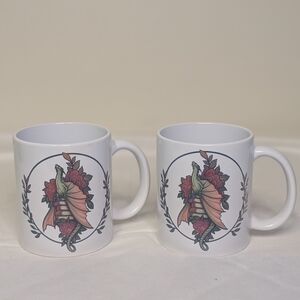 Dragon Design White Ceramic Mug Set